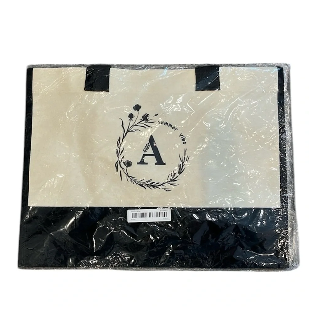 NIP Summer Vibe Monogram ‘A’ Canvas Tote Bag